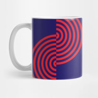 Groovy Waves - Bright Red on Dark Blue Mug